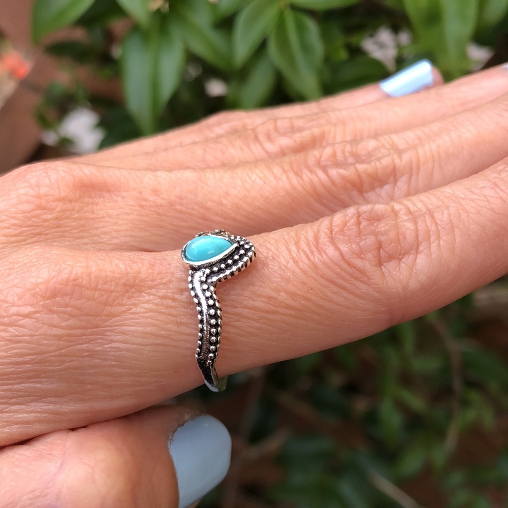 Turquoise Boho Stackable Ring - image 2